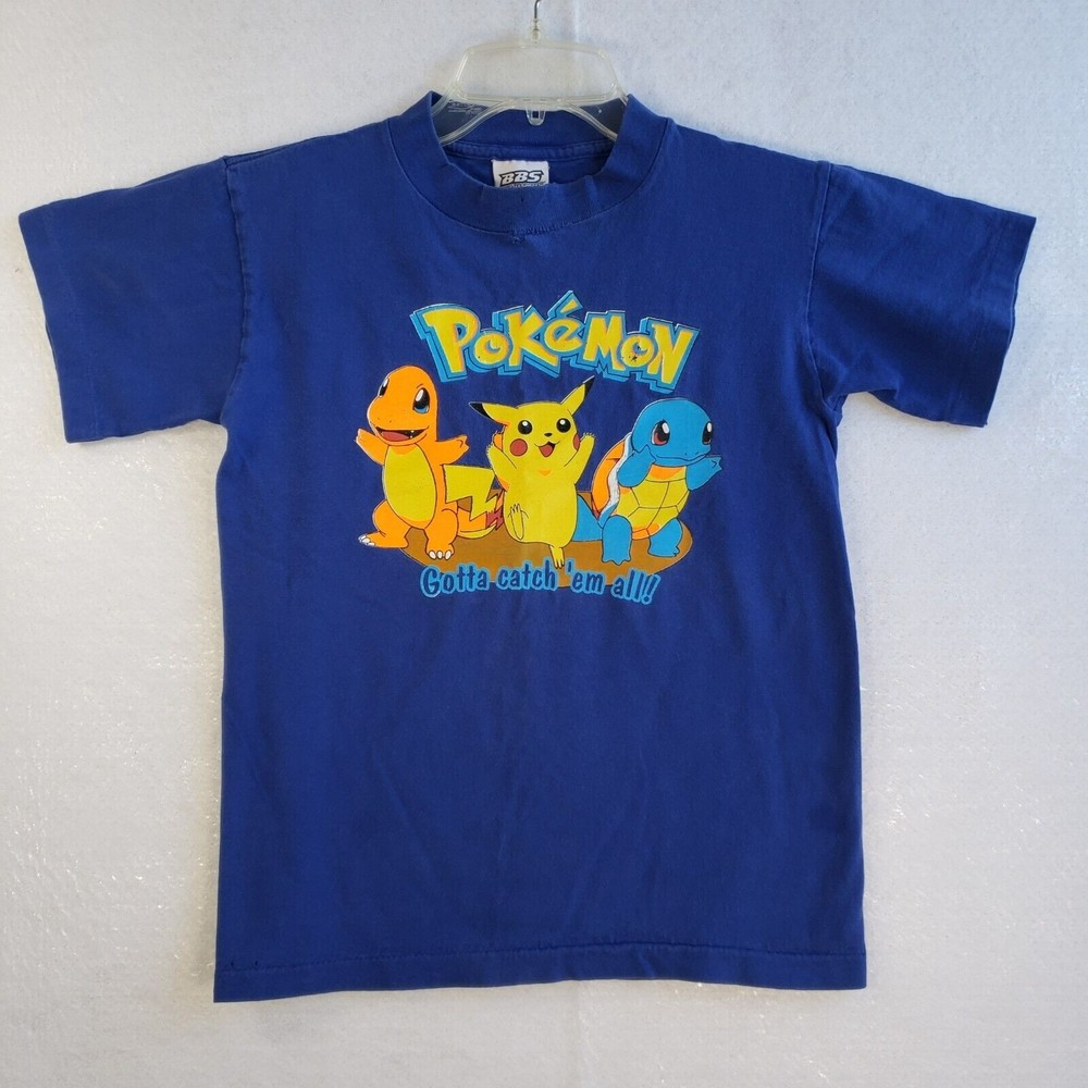 Vintage 90;s Youth Pokemon Gotta Catch Em All Size M T-Shirt Pikachu Cotton USA